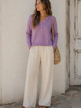 🌸 OAT Lavender Knit Sweater Size Small | Cottagecore Chic | Feminine Detail